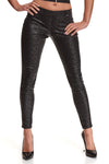 Schwarze Wetlook Leggings BRConstanza001 mit Gürtelschlaufen | Demoniq