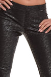 Schwarze Wetlook Leggings BRConstanza001 mit Gürtelschlaufen | Demoniq