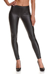 Schwarze Wetlook Leggings BRGiulia001 mit Gürtelschlaufen | Demoniq