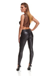 Schwarze Wetlook Leggings BRGiulia001 mit Gürtelschlaufen | Demoniq