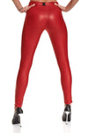 Rote Wetlook Leggings BRLidia001 mit Gürtelschlaufen | Demoniq