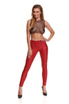 Rote Wetlook Leggings BRLidia001 mit Gürtelschlaufen | Demoniq