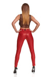 Rote Wetlook Leggings BRLidia001 mit Gürtelschlaufen | Demoniq