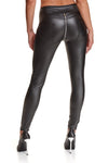 Schwarze Wetlook Leggings BRMaddalena001 mit 2-Wege-Reißverschluss | Demoniq