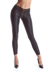 Schwarze Wetlook Leggings CBMila001 mit goldenem Reißverschluss | Demoniq