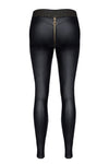 Schwarze Wetlook Leggings CBMila001 mit goldenem Reißverschluss | Demoniq