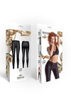 Schwarze Wetlook Leggings CBMila001 mit goldenem Reißverschluss | Demoniq