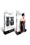 Schwarzes Wetlook Minikleid Astrid mit PVC-Details und Schnürung | Demoniq