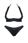 Erotisches Wetlook Set Mia - Schwarzer Unterbrust-BH & Slip | Demoniq