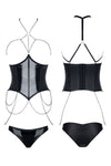 Nikoletta Set - Edles Wetlook & PVC Korsett mit Panty | Demoniq