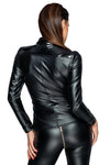 Elegantes Powerwet Wetlook Damen Top mit Knopfleiste F227 | Noir Handmade