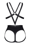 Erotisches BH-Set LXArcelia001 in Schwarz mit Ouvert Panty | Demoniq