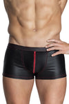 Eleganter Herren-Short aus mattem Wetlook mit roter Akzentnaht H028 | Noir Handmade