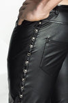 Schwarze Wetlook-Herrenhose mit Metalldetails und Lack-Akzenten | H039 Noir Handmade