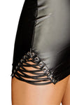 Wetlook-Kleid mit Kunstleder-Details F127 | Noir Handmade