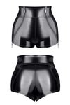 Vinyl Shorts TDMona001 - Elegante Damen Hot Pants in Schwarz mit Reißverschlüssen | Demoniq