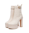 BAMARA Plateau Stiefeletten Beige Velour | Giaro SALE