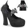 DEMON-18 Plateau High Heel Pumps mit Fledermaus-Detail Schwarz | DemoniaCult SALE