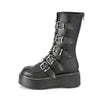 EMILY-330 Plateau Stiefel Schnallen Gothic schwarz mit Herz Details | DemoniaCult SALE