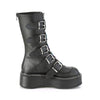 EMILY-330 Plateau Stiefel Schnallen Gothic schwarz mit Herz Details | DemoniaCult SALE