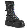 EMILY-330 Plateau Stiefel Schnallen Gothic schwarz mit Herz Details | DemoniaCult SALE