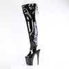 FLAMINGO-3017 - Plateau Overknee Stiefel Peeptoe mit offener Verse - Schwarz lack | Pleaser SALE