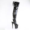 FLAMINGO-3017 - Plateau Overknee Stiefel Peeptoe mit offener Verse - Schwarz lack | Pleaser SALE