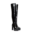 SAPHINA Plateau Overknee Stiefel Schwarz Lack | Giaro SALE