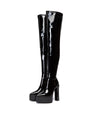 SAPHINA Plateau Overknee Stiefel Schwarz Lack | Giaro SALE